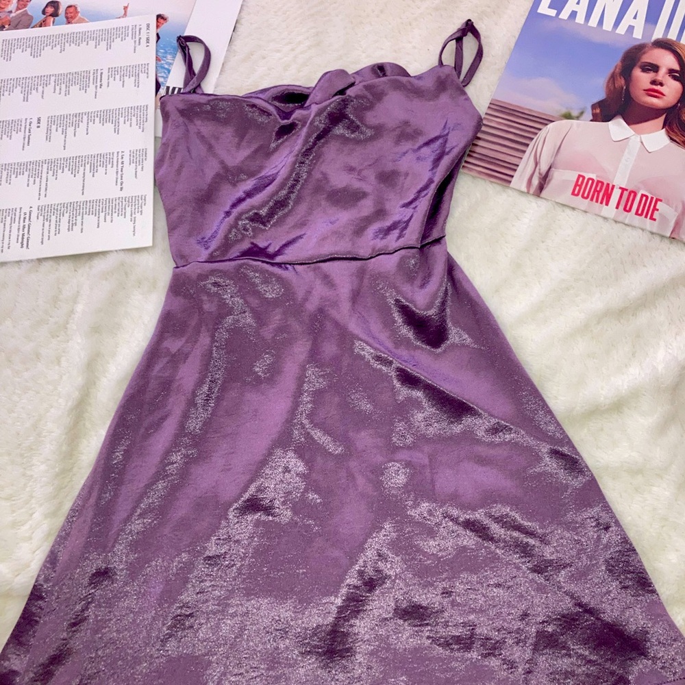 Purple, Wild Fable, XS, somewhat shiny, tie back dress